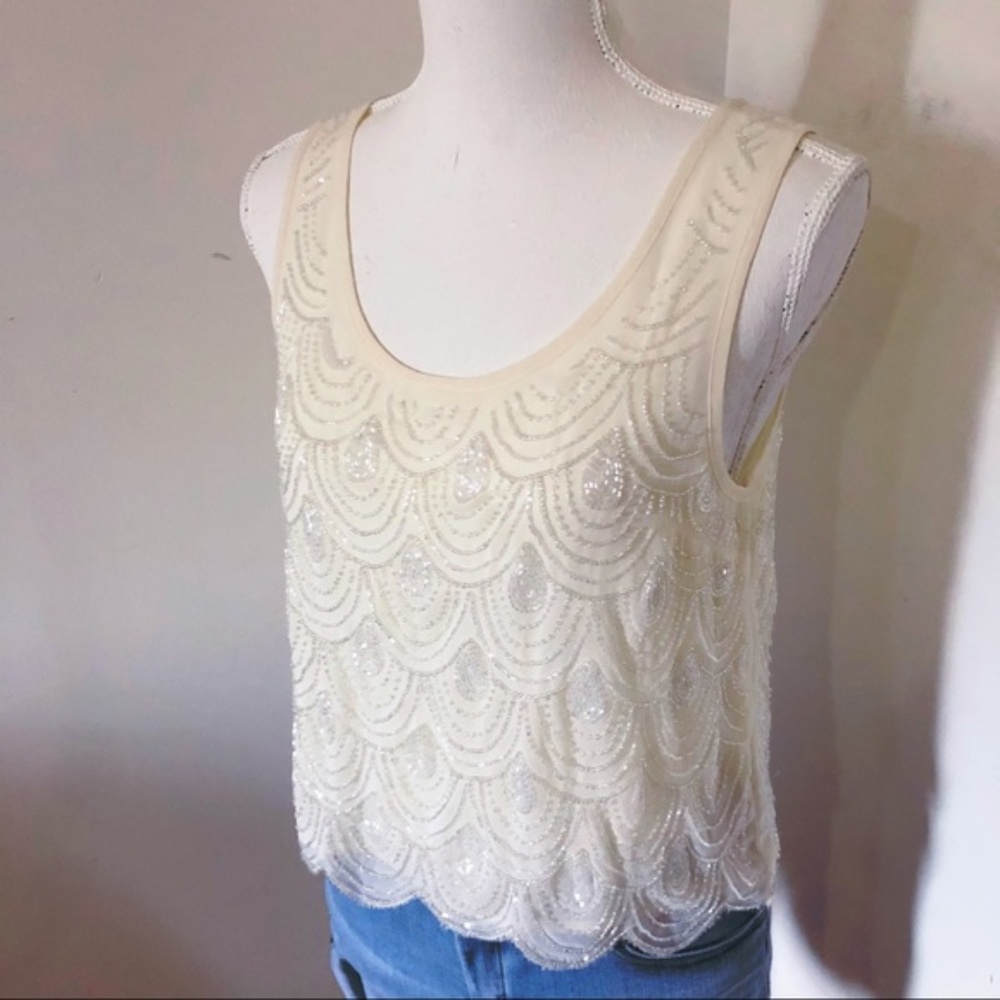 Lucy & Laurel Beaded White Top